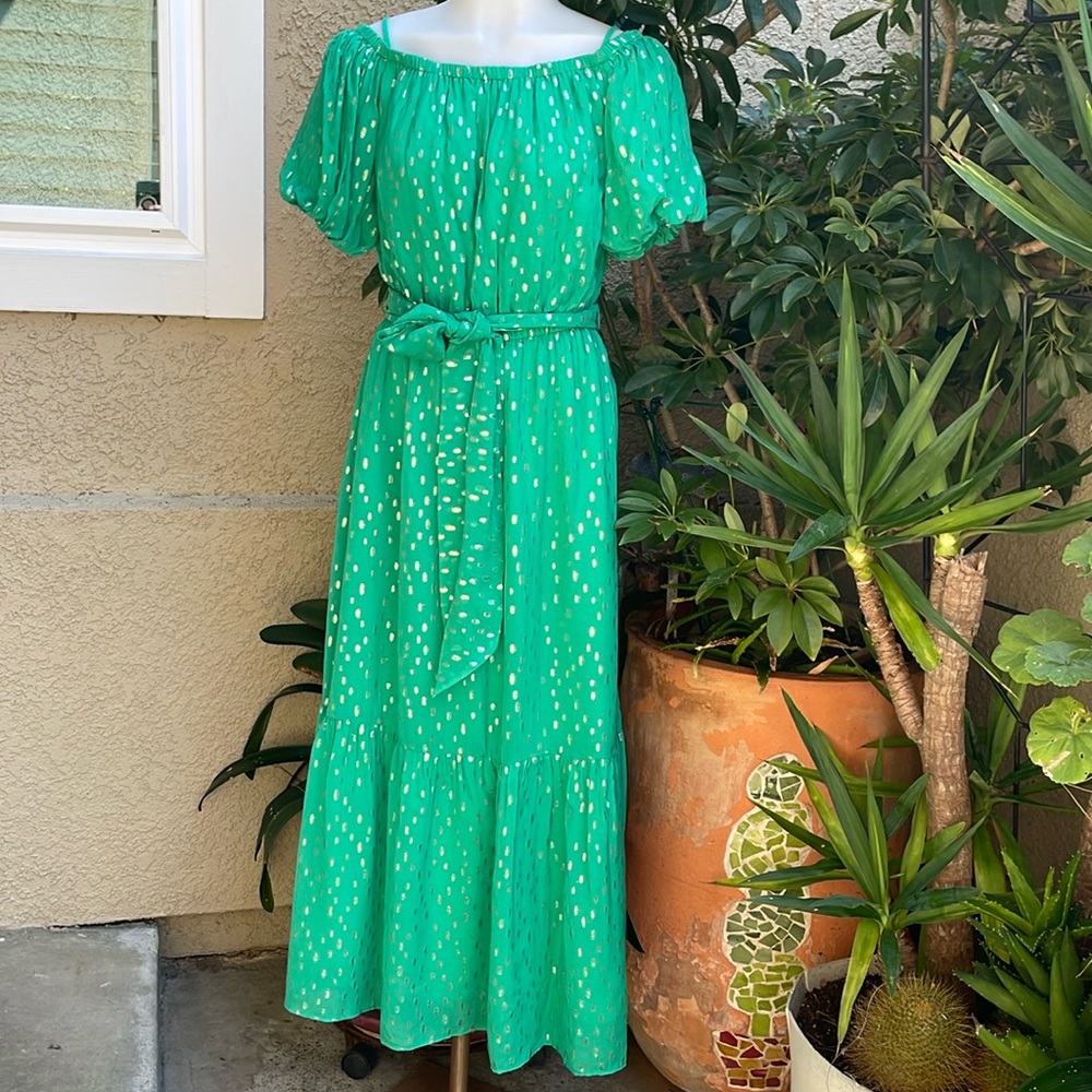New emerald green/silver Lilly Pulitzer viscose maxi dress